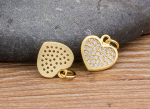Unisex Gold Crystal Love Heart Pendant & Weave Link Chain Necklace