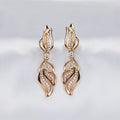Ladies Gold-plated Copper Flower inlay Crystal Zircon Drop Dangling Earrings
