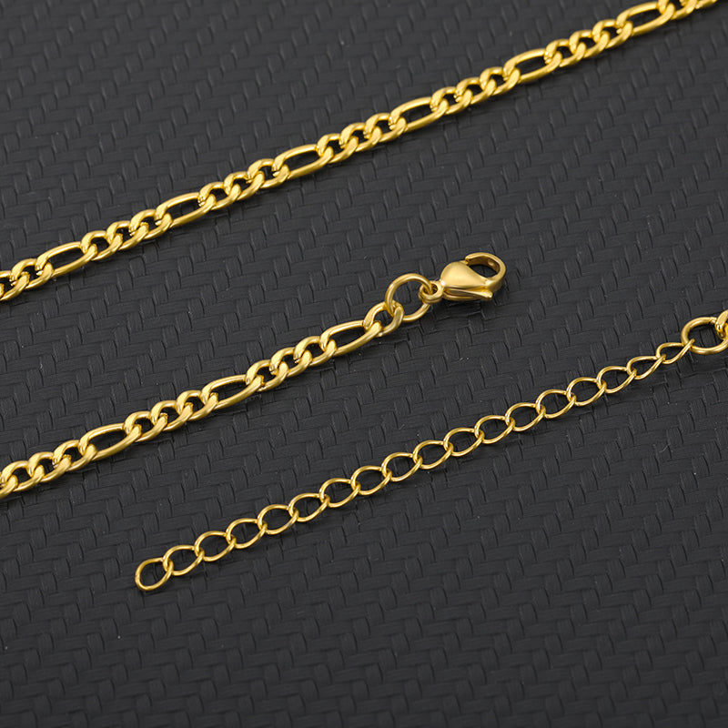 Ladies Gold 316L Stainless Steel Figaro Chain Anklets