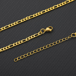 Ladies Gold 316L Stainless Steel Figaro Chain Anklets