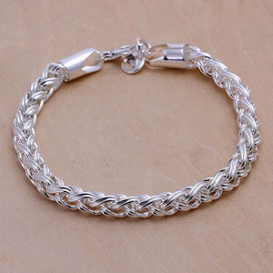 Ladies 925 Sterling Silver Braid Weave Link Handchain