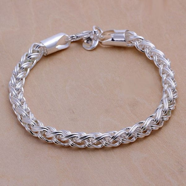 Ladies 925 Sterling Silver Braid Weave Link Handchain