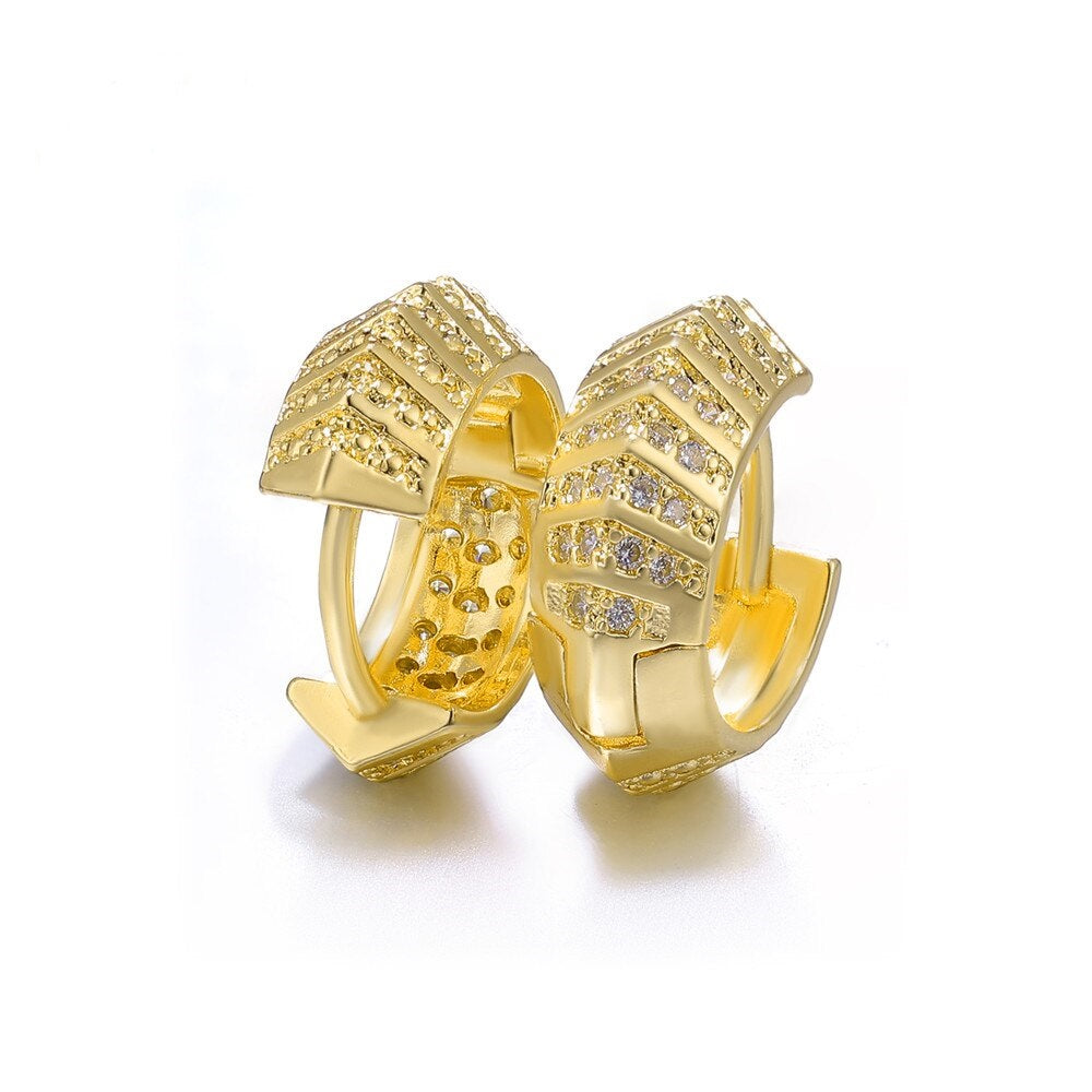 Ladies Micro Pave Zircon Small Creole Hoop Earrings