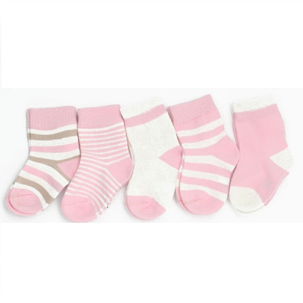 Girls Baby Cute Pink Breathable Printed Cotton 5Pairs Socks