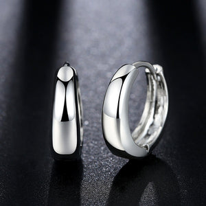 Ladies  Small Silver Thick Circle Hoop Earring