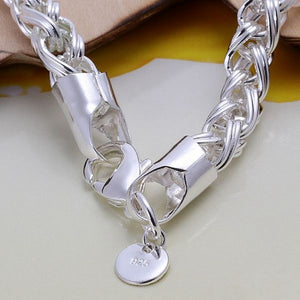 Ladies 925 Sterling Silver Braid Weave Link Handchain