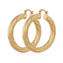Load image into Gallery viewer, Ladies Twirl 18k Gold Plated Big Round Chunky Hoop Earrings (7cm)

