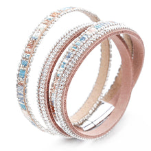 Load image into Gallery viewer, Ladies Vintage Boho Leather Rhinestone Multiple Layered Double Wrap Bracelet
