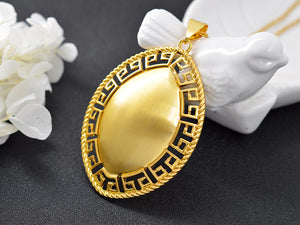 Ladies Elegant Gold Filled Oblong Great Wall Cutout Smooth Pendant & Earring Set
