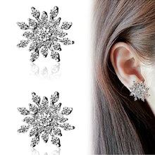 Load image into Gallery viewer, Ladies Silver Rhinestone Crystal Zircon Snowflake Flower Stud Womens Earring
