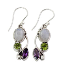 Load image into Gallery viewer, Ladies Vintage 925 Silver Clear Moonstone Leaf Spiral Drop Dangle Hook Earrings
