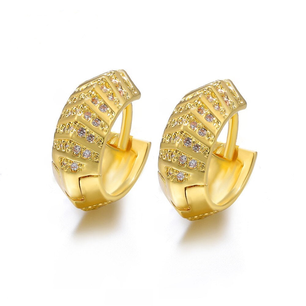 Ladies Micro Pave Zircon Small Creole Hoop Earrings