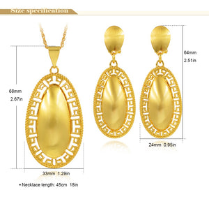 Ladies Elegant Gold Filled Oval Great Wall Cutout Smooth Pendant & Earring Set