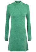 Green High Neck Soft Knitted Jumper Dress