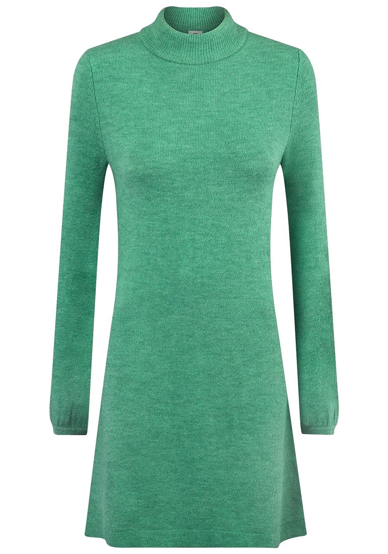 Green High Neck Soft Knitted Jumper Dress