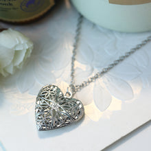 Load image into Gallery viewer, Ladies Sterling Silver Heart Perfume Dispenser Photo Locket Pendant &amp; Chain
