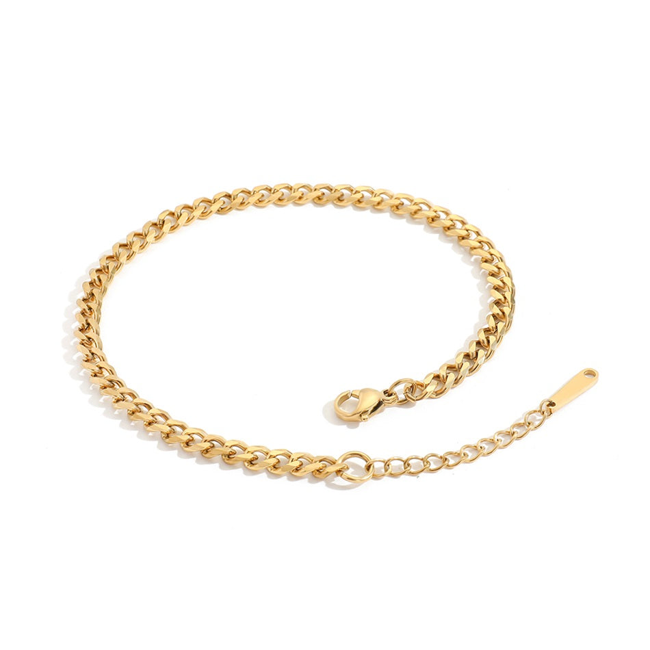 Ladies Gold 316L Stainless Steel Cuban Foot Curb Chain Anklets