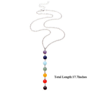 Ladies 7 Chakra Gem Stone Beads Pendant & Necklace
