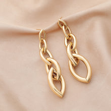 Load image into Gallery viewer, Ladies Silver Gold Plated Oval 4 tier Cutout Chain Link Dangling Earrings
