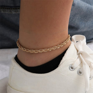 Ladies Gold Plated 316L Stainless Steel Twisted Rope Anklets