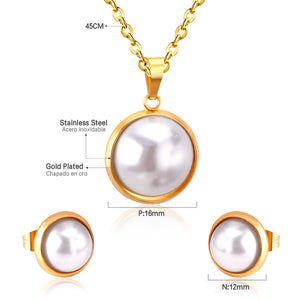 Ladies Silver Gold Chain & Pearl Necklace set