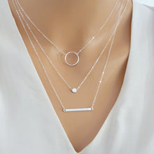 Load image into Gallery viewer, Ladies Silver 3Tier Multi Layer Bar Chocker Necklace
