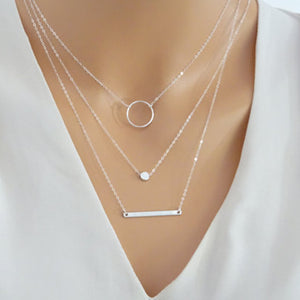Ladies Silver 3Tier Multi Layer Bar Chocker Necklace