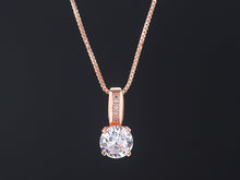 Load image into Gallery viewer, Ladies Rose Gold Minimalist Crystal Zircon Pendant Dainty Link Chain Necklace
