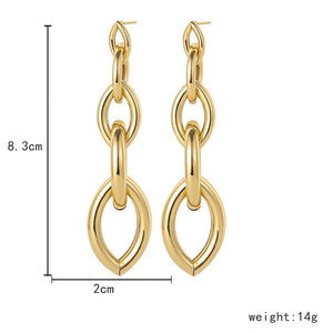 Ladies Silver Gold Plated Oval 4 tier Cutout Chain Link Dangling Earrings