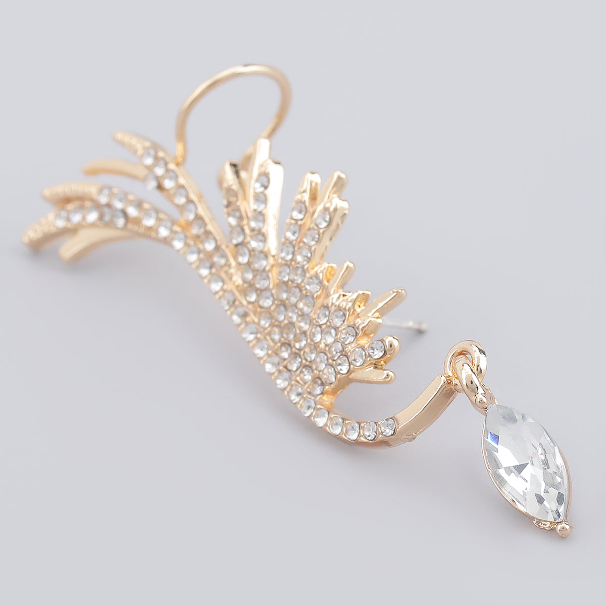 Angel Wings Rhinestone Dangling Crystal Ear Cuff Crawlers Earrings