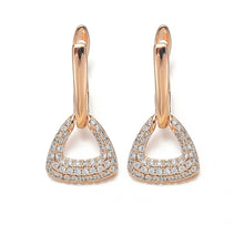 Load image into Gallery viewer, Ladies Luxury Copper Inlaid Crystal Geometric Triangle Interlock Drop Earrings
