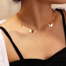 Load image into Gallery viewer, Gold Butterfly Star Pendant Choker Necklace
