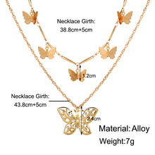 Load image into Gallery viewer, Gold Butterfly Charms MultiLayer Choker CutOut Butterfly Pendant Necklace

