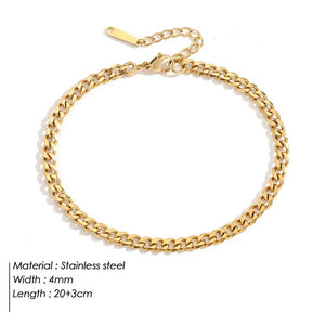 Ladies Gold 316L Stainless Steel Cuban Foot Curb Chain Anklets