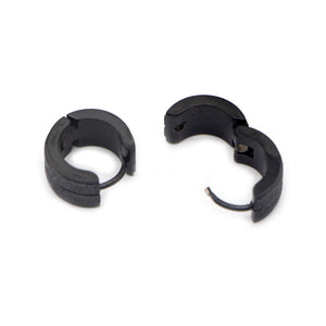 Unisex Black Three Bars Frosted Sand Brush Creole earrings