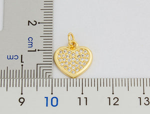 Unisex Gold Crystal Love Heart Pendant & Weave Link Chain Necklace