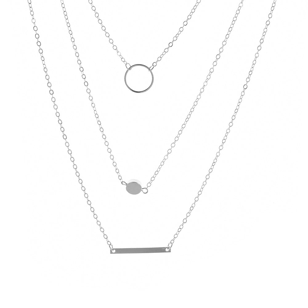 Ladies Silver 3Tier Multi Layer Bar Chocker Necklace