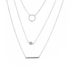 Ladies Silver 3Tier Multi Layer Bar Chocker Necklace