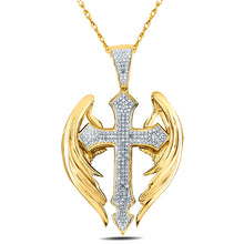 Load image into Gallery viewer, Unisex Gold Angel Fairy Wings Cross Infinity Crystal Pendant &amp; Chain Necklace
