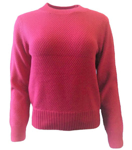 Thick Cable Cotton Textured Knitted Crew Neck Jumper