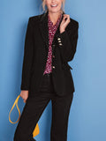 Ladies Black Pure Wool Darna Single Breast Blazer Jacket