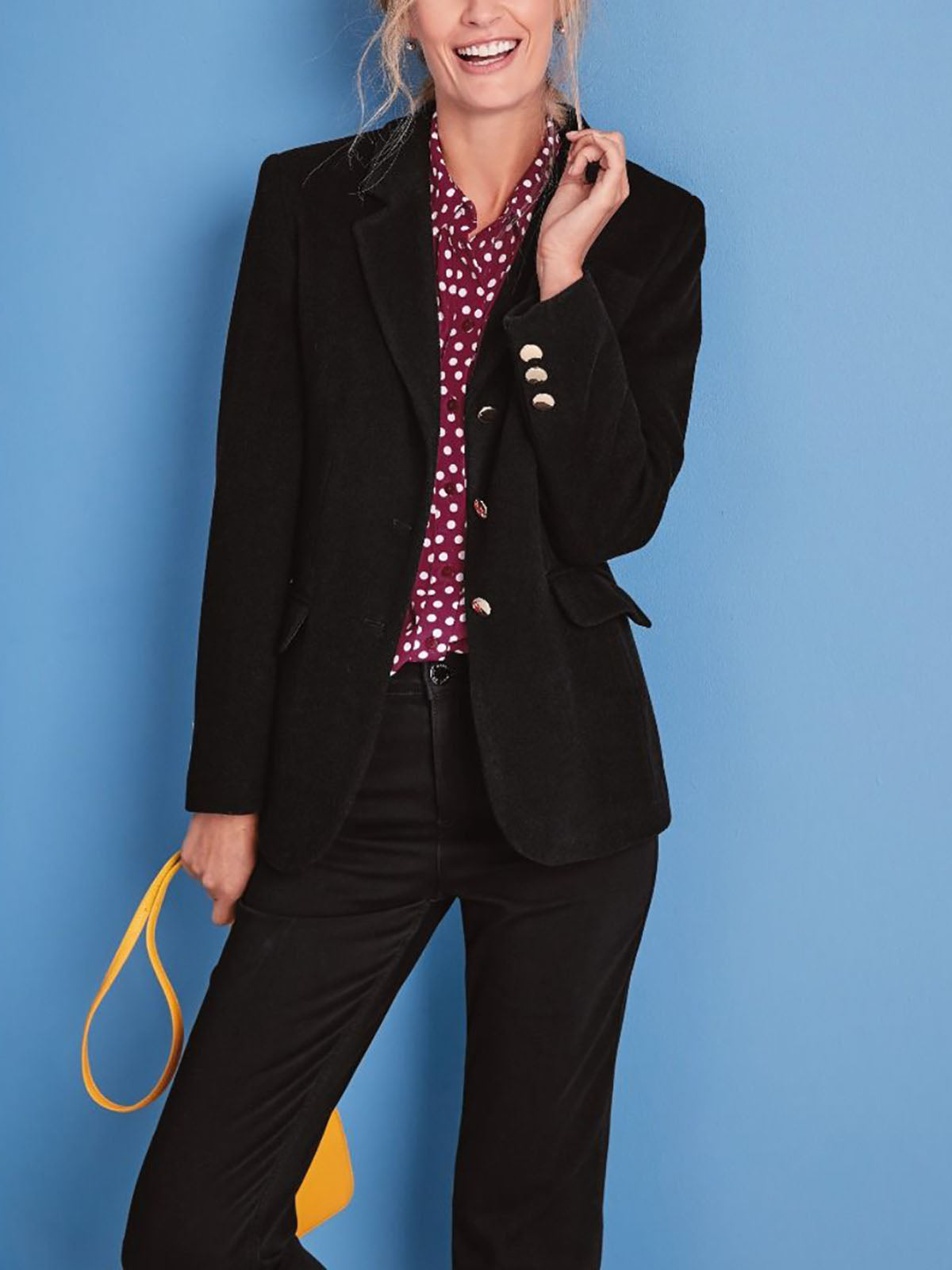 Ladies Black Pure Wool Darna Single Breast Blazer Jacket