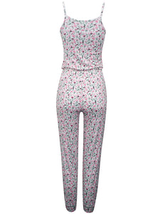 Girls White Multi Floral Printed Frill Soft Strappy Jumpsuits