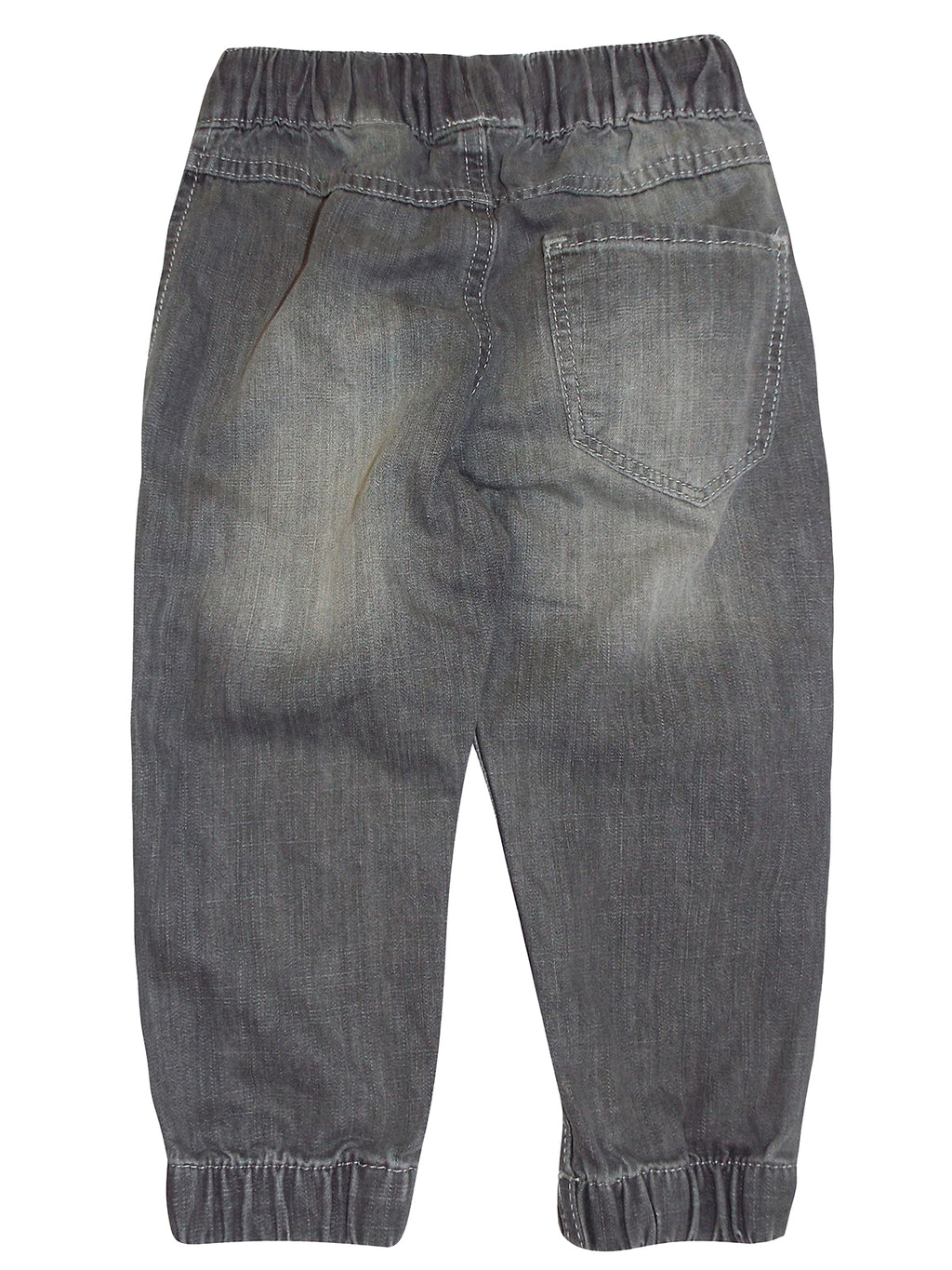 Boys Light Blue Grey Wash Elasticated Waist Cotton Cuffed Hem Jogger Denim Jeans