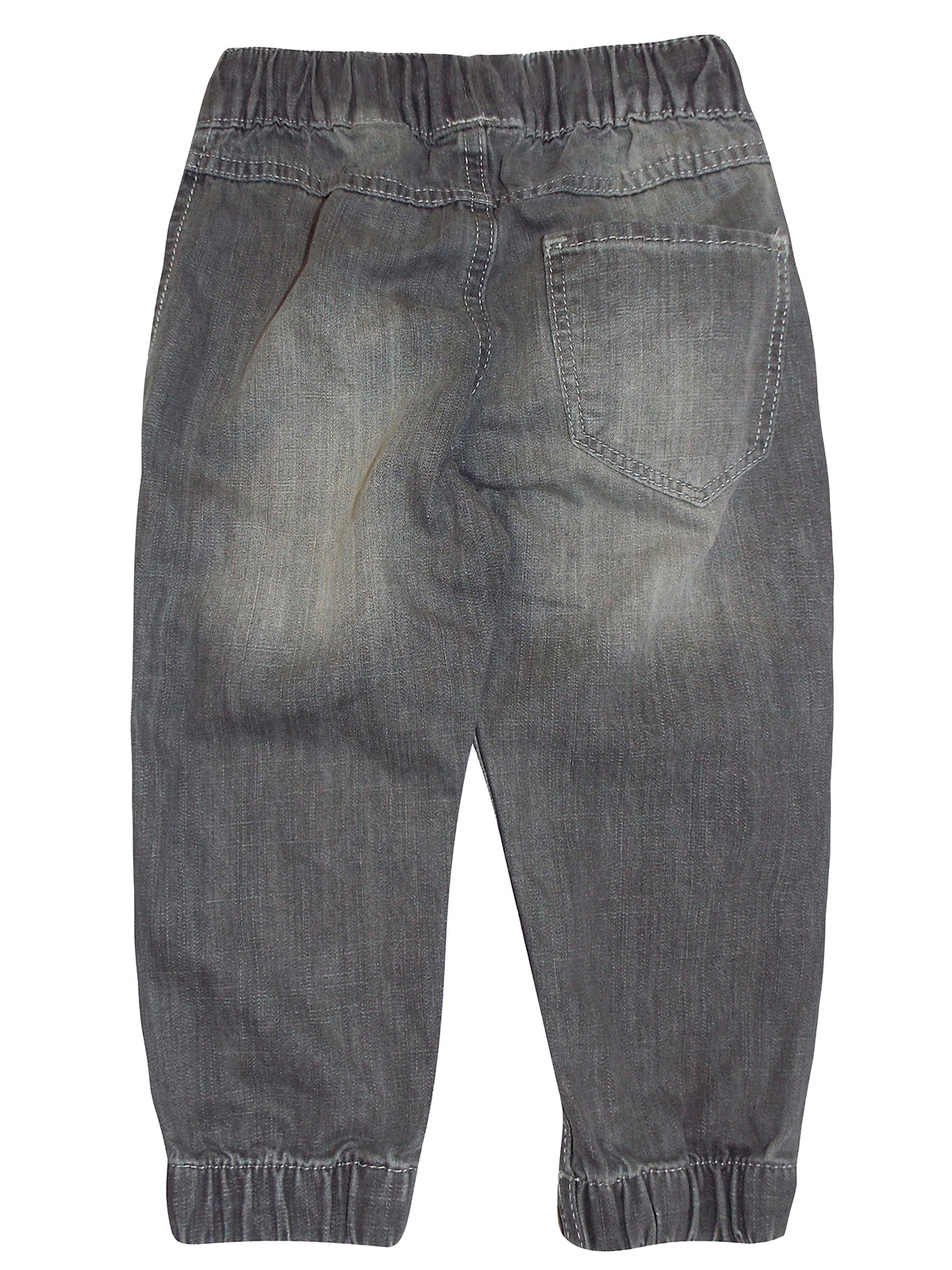 Boys Light Blue Grey Wash Elasticated Waist Cotton Cuffed Hem Jogger Denim Jeans