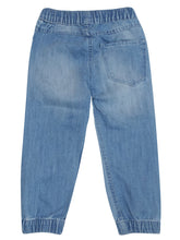 Load image into Gallery viewer, Boys Light Blue Grey Wash Elasticated Waist Cotton Cuffed Hem Jogger Denim Jeans
