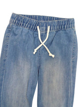 Load image into Gallery viewer, Boys Light Blue Grey Wash Elasticated Waist Cotton Cuffed Hem Jogger Denim Jeans
