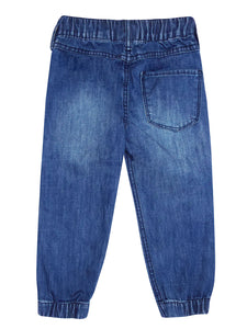 Boys Dark Blue Denim Jogger Jeans