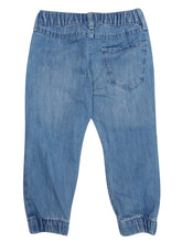 Load image into Gallery viewer, Boys Blue Grey Elasticated Waist Cotton Rich Crinkle Wash Denim Jeans
