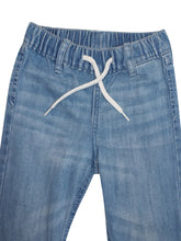 Load image into Gallery viewer, Boys Blue Grey Elasticated Waist Cotton Rich Crinkle Wash Denim Jeans
